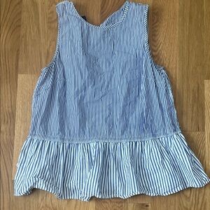 J. Crew Blue and White Striped Peplum Tank Top